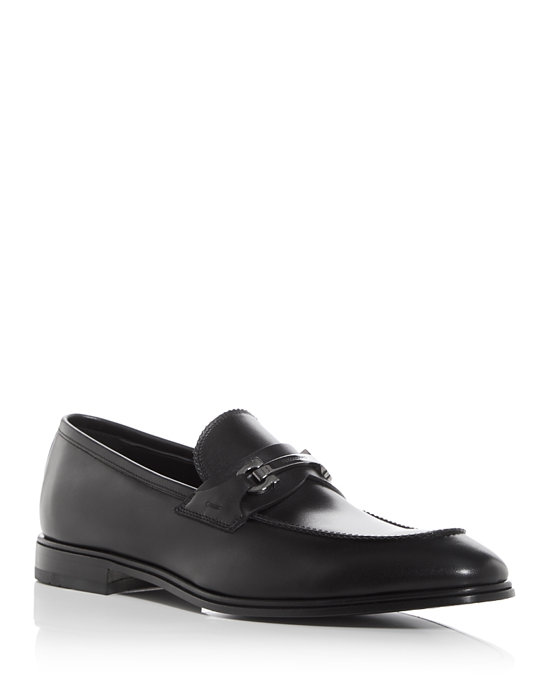 Ferragamo Men's Doupont Lux Leather Bit Loafers In Nero