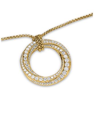 David Yurman - Pav&eacute; Crossover Pendant Necklace in 18K Yellow Gold with Diamonds, 30mm