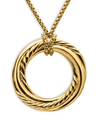 Pav&eacute; Crossover Pendant Necklace in 18K Yellow Gold with Diamonds, 30mm