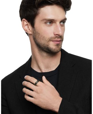 Men's Forged Carbon Band Ring in 18K Gold