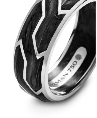 Men's 18K White Gold Forged Carbon 8.5mm Band