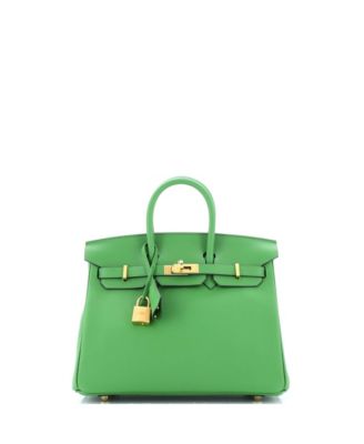 Pre-Owned Hermes Pre-Owned Hermes Birkin 25 Handbag Green Swift with Gold Hardware