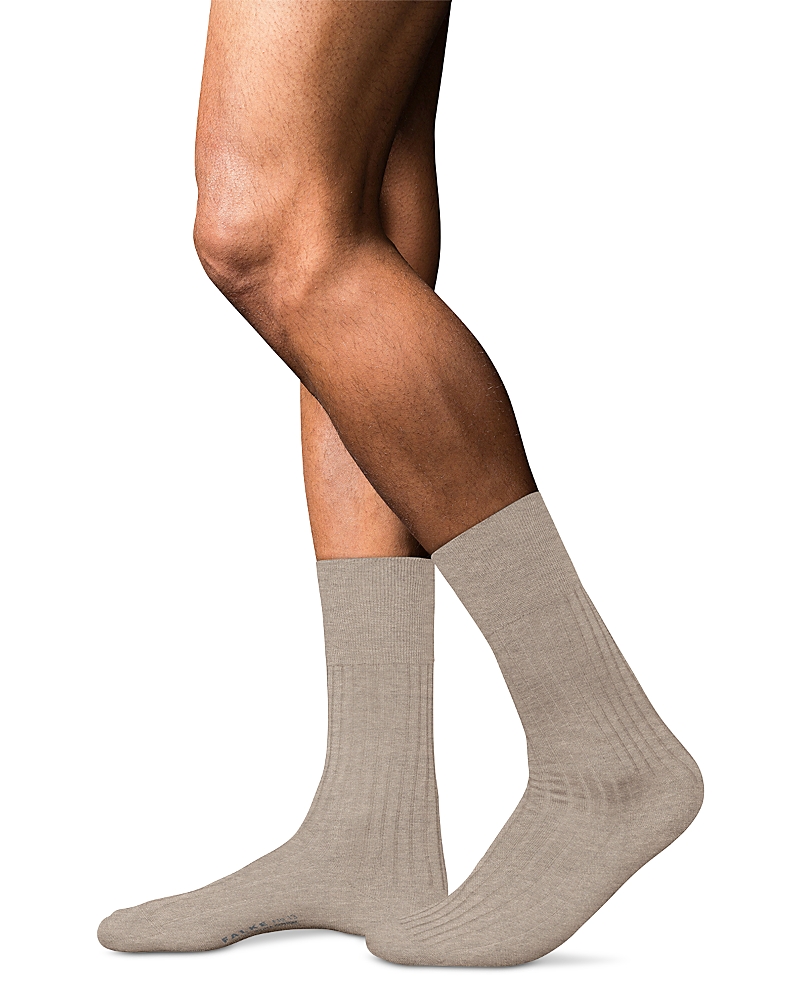Falke No. 13 Piuma Cotton & Nylon Dress Socks In Wheat Melange