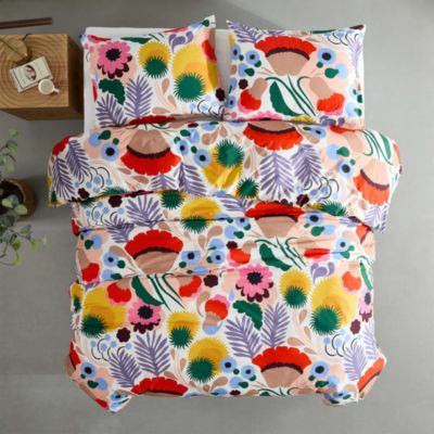 Ojakellukka Cotton Percale 3 Piece Duvet Cover Set, Full Queen