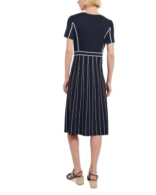 Contrast Piping Jewel Neck A Line Dress