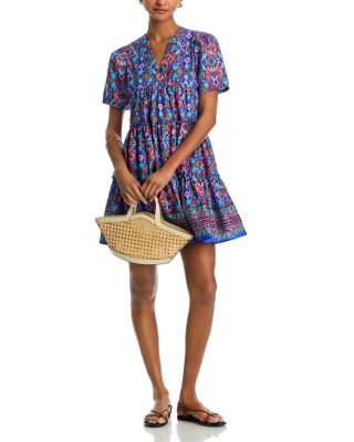 AQUA - Mosaic Tile Puff Sleeve Dress - Exclusive