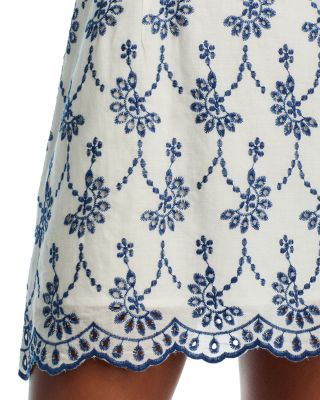 Embroidered Scalloped Mini Dress - Exclusive