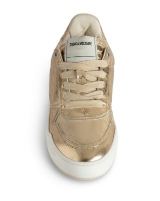 Women's Wings Vintage Metallic Gold Graffiti Sneakers