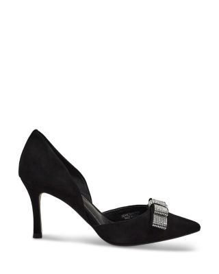 Women's Elva Jeweled Bow Court Kitten Heel Pumps 
