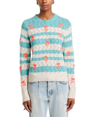 Embroidered Round Neck Pullover Sweater