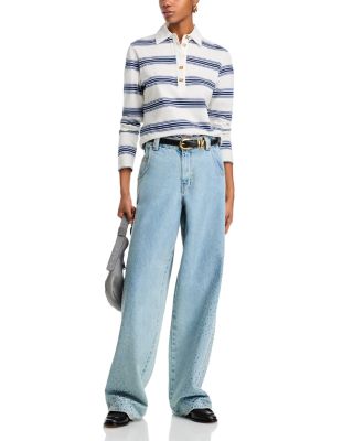 High Rise Wide Leg Jeans in Aqua Blue