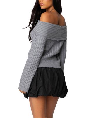 Brandy Fold Over Ribbed Sweater