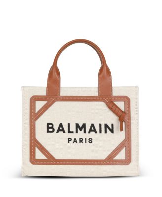 Balmain - Women's B-Army Small Tote Bag in Canvas and Leather