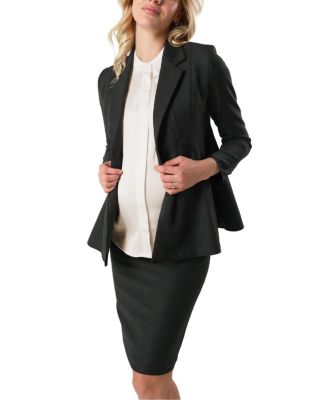 Women&#39;s Short Sleeve Satin Maternity Shell Top with Concealed Nursing Zip