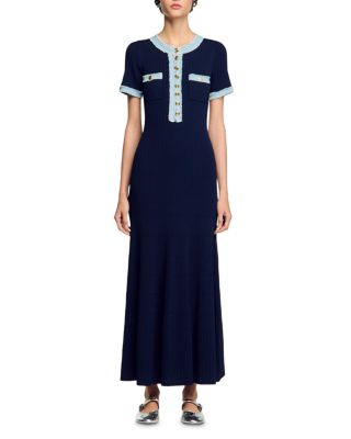Sandro - Knit & Denim Mini Dress
