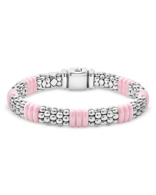 LAGOS - Sterling Silver Pink Caviar Ceramic Rondelle Polished Bead Bracelet