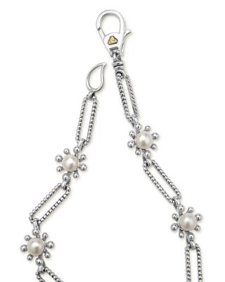 Sterling Silver Luna Cultured Pearl Fleur Link Bracelet