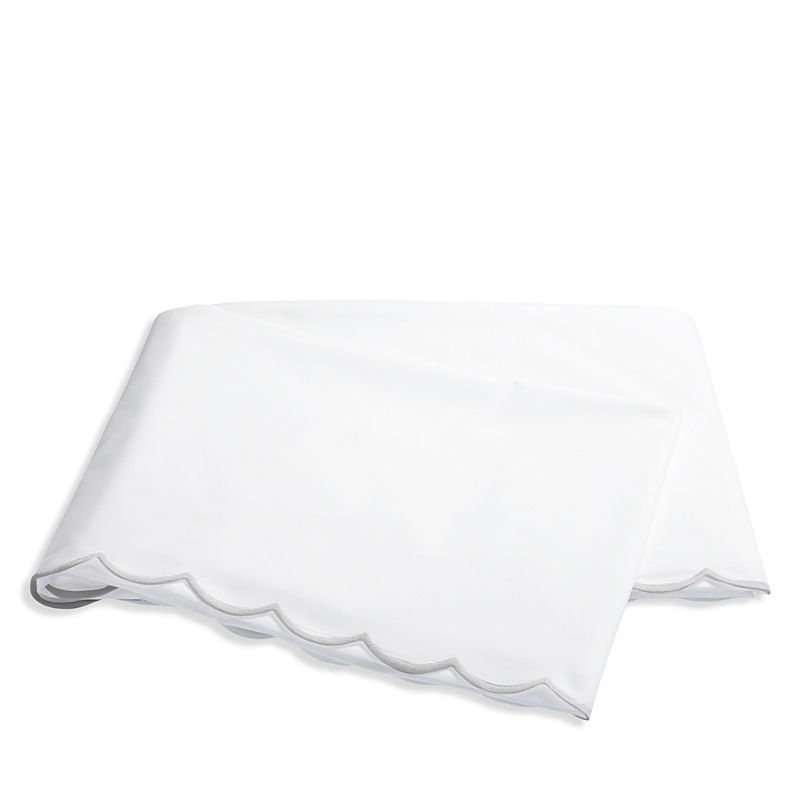 Matouk Dakota Percale Flat Sheet, Full/queen In Silver