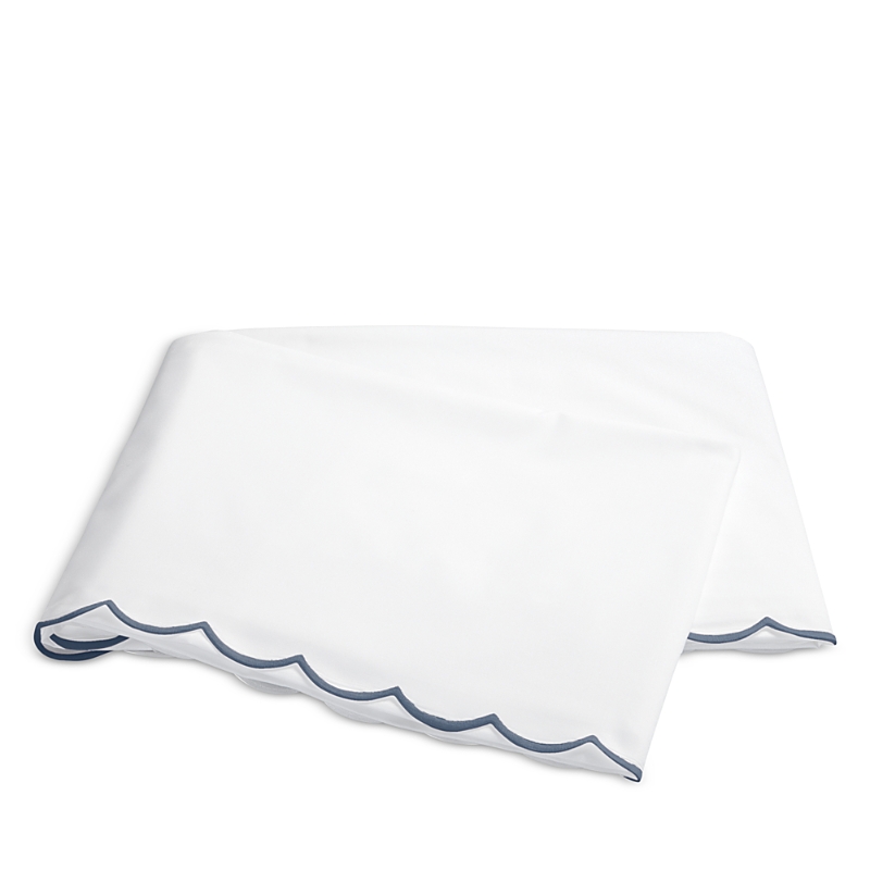 Matouk Dakota Percale Flat Sheet, Full/queen In Steel Blue