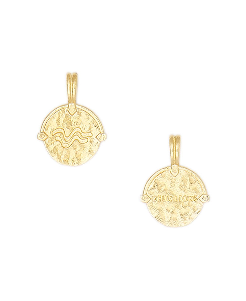 Deux Lions Jewelry Gold Baby Zodiac Necklace In K Gold Plated - Aquarius