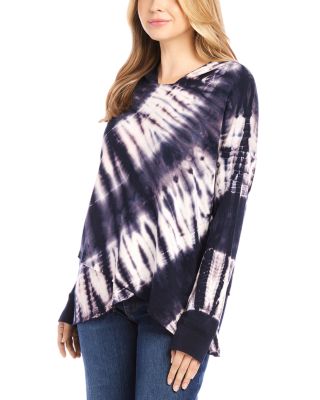 Tie Dyed Asymmetric Hem Hoodie Top 