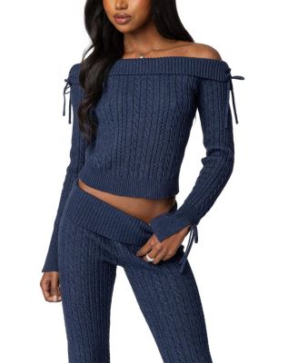 Edikted - Chase Fold Over Cable Knit Top