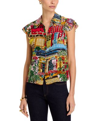 Alice and Olivia - Martel Silk Flutter Sleeve Blouse