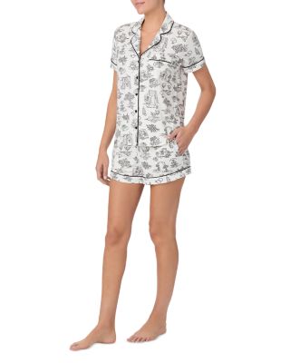 Printed Short Sleeve Boxer Pajama Set