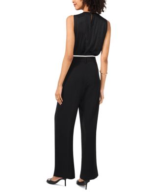 Contrast Waist Wide Leg Pants