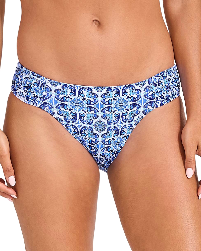 Shop Tommy Bahama Terrazzo Tile Reversible Hipster Bikini Bottom In Palace Blue Rev