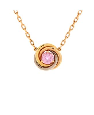Pre-Owned Cartier Trinity Diamond Pendant Necklace 18K Tricolor Gold and Pink Sapphire