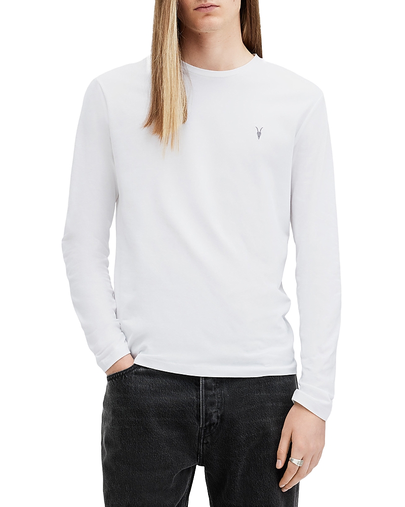 Allsaints Brace Brushed Cotton Long Sleeve T-shirt In Optic White