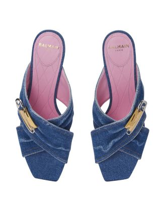 Women's Denim Safety Pin Mules