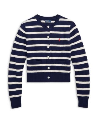 Lauren Ralph Lauren Striped Cotton Crewneck Cardigan