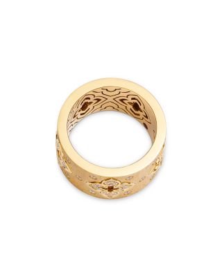 18K Yellow Gold Venetian Princess Diamond Flower Satin Statement Ring