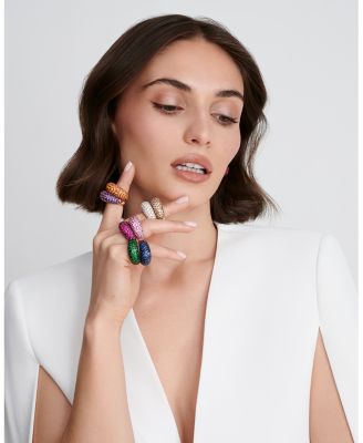 18K Rose Gold Dome Pink Sapphire Pav&eacute; Large Statement Ring