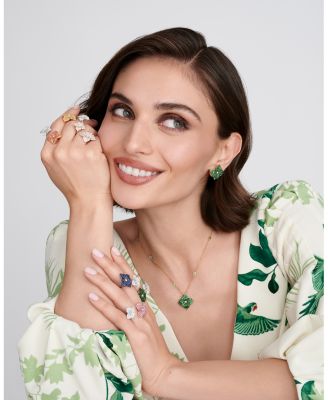 18K Rose Gold Double Fiore Ring with Pink Sapphires and Diamonds