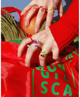 Purple Enamel Peridot Baby Vine Tendril Ring