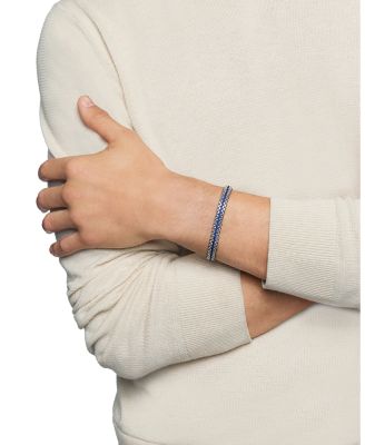 Men's Woven Box Chain Bracelet in Sterling Silver with Nylon, 10mm