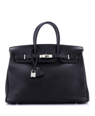 Pre-Owned HERMÈS - Pre-Owned HERMES Birkin 35 Handbag Black Clemence with Palladium Hardware