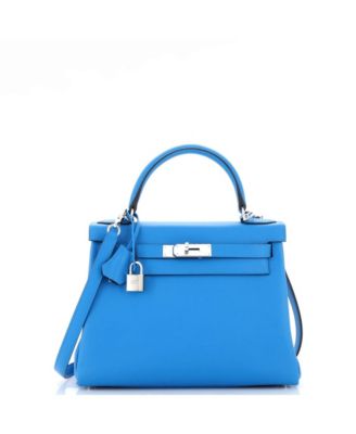 Pre-Owned Hermes Kelly 28 Handbag Verso Evercolor with Palladium Hardware