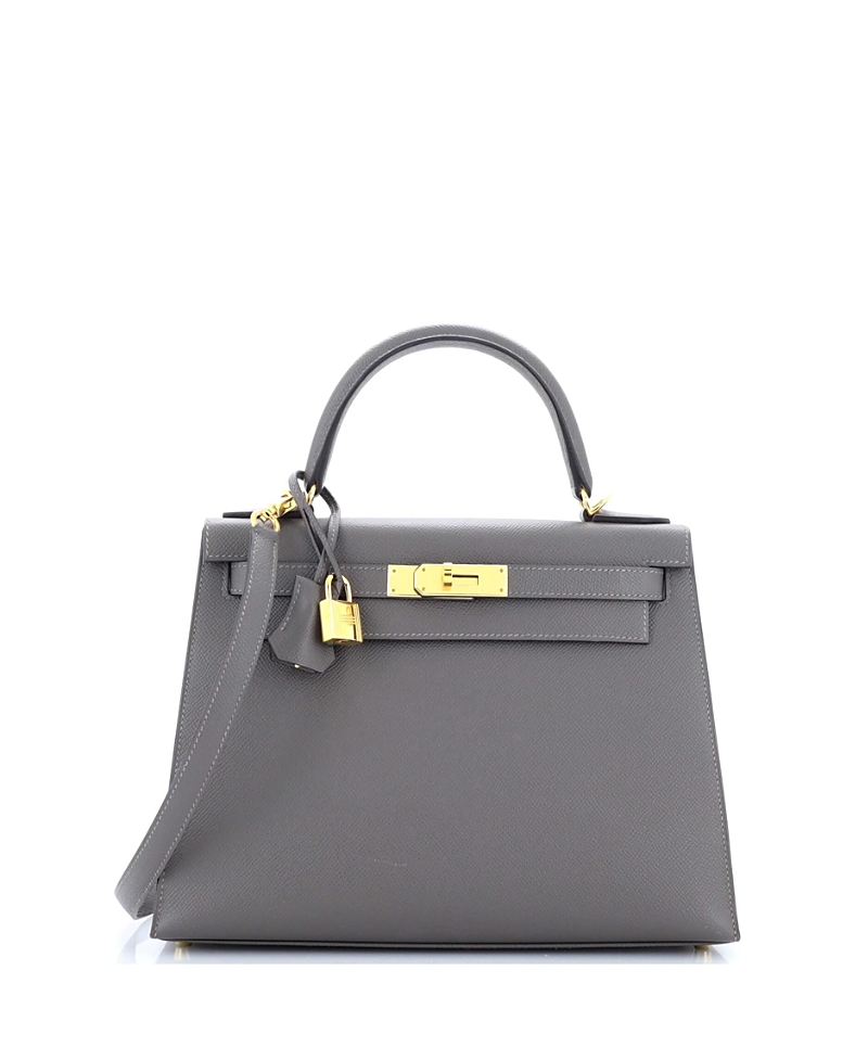 Pre-owned Pre-owned Hermes Hermes Kelly 28 Handbag Grey Epsom With Gold Hardware In Gris Meyer