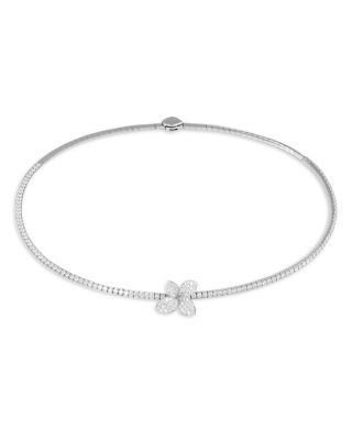 18K White Gold Heart to Earth Diamond Collier Necklace, 14.8"