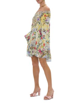 Floral Print A Line Silk Mini Dress