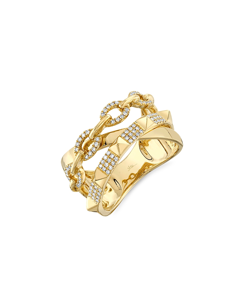 Shy Creation 14k Yellow Gold Kate Diamond Pyramid Link Ring, 0.22 Ct. T. W. In Gold