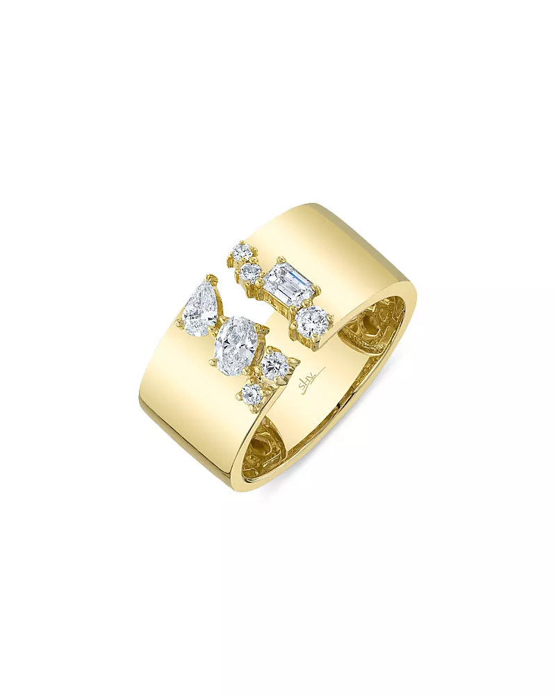 Shy Creation 14K Gold Colette Diamond Mixed Cut Open Ring
