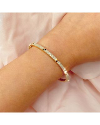 14K Gold Kate Diamond Pav&eacute; Pyramid Bangle Bracelet