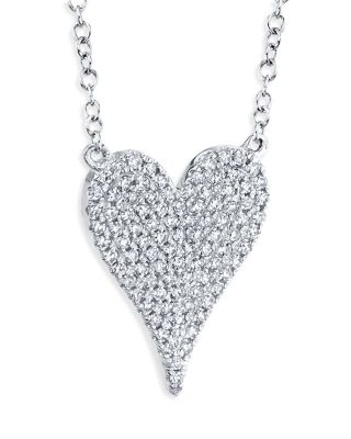 14K White Gold Kate Diamond Pav&eacute; Heart Pendant Necklace, 15"-18"