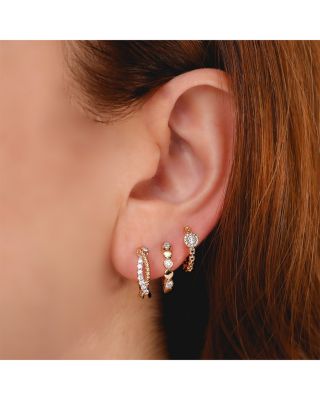 14K Gold Kate Diamond Entwined Hoop Earrings 