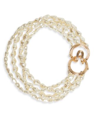 Weekend Max Mara - Joan Cultured Freshwater Pearl & Rhinestone Multi Row Choker Necklace in 14K Gold Plate